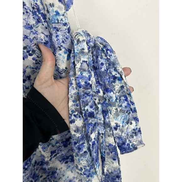 R&K Women’s Blue White Floral Lace Sleeveless Belted Fit Flare Dress SZ 14 New - Picture 5 of 6